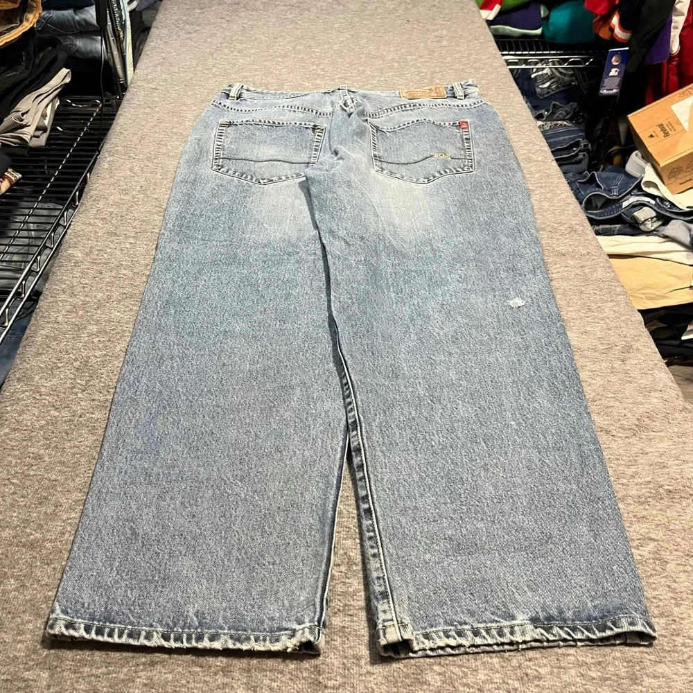 Ecko Unltd Rhino BaggyY2K Wide Leg Jeans Mens 36x31 Light Wash Skater Skateboard